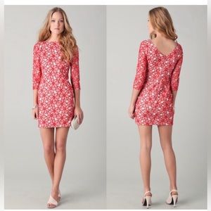 Diane von Furstenberg- Sarita Red Lace Mini Dress- Women’s Sz 10